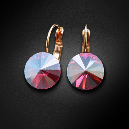 Auskarai "Klaris II (Fuksijos spindesys)" su Swarovski™ kristalais